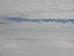We got sandwiched between two layers of clouds for a bit and got a peek at a gorgeous blue sky.