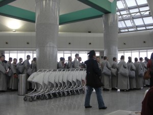 We saw a bunch of Buddhist nuns and as it turns out, they were on my flight.