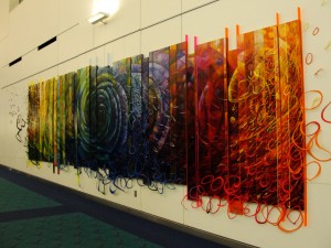 Came across a colorful piece of art by James Dupree at the Portland Airport.