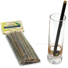 set of 12 reusable bamboo straws