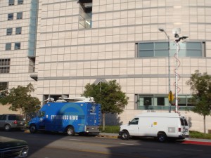 Another news van outside Ronald Reagan.
