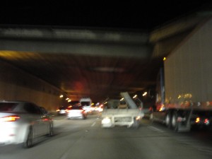 driving through the "earthquake tunnel" at night