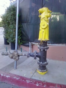 fire hydrant raised to twice its normal height