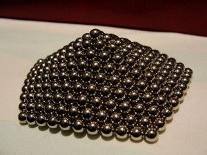 buckyballs in shape of pentagonal pyramid, side view