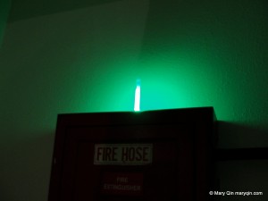 glow stick placed on top of fire hose