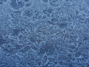 close-up of frost on hot tub cover