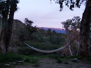 hammock overlooking view of mountains in distance