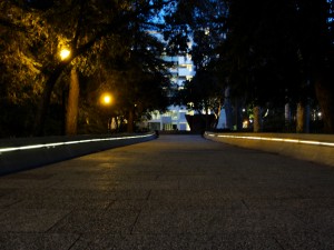 walkway leading from Bunche Hall to Broad Hall