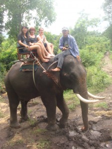 happily enjoying the elephant ride