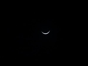 closeup of crescent moon one night