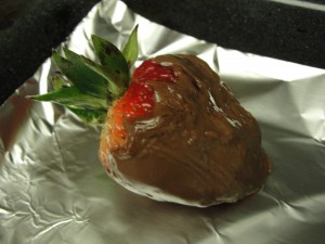 first chocolate-dipped strawberry
