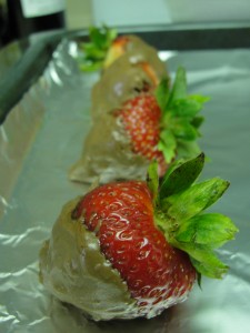 row of chocolate-dipped strawberries