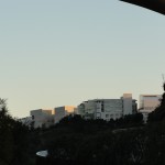 view of the getty from the tram station