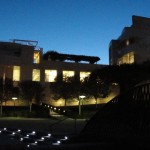 getty buildings lit up at night