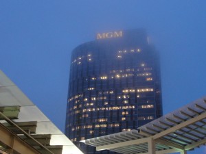 mgm building shrouded by marine layer