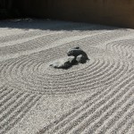 water lines raked into zen garden