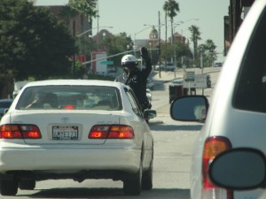 policeman stopping traffic