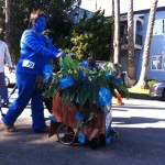 dog dressed as avatar character on an avatar landscape float for haute dog parade 2010