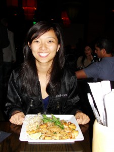 me with pad thai dish at buddha's belly