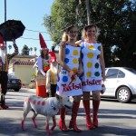 dog dressed as twister game with matching people for haute dog parade 2010