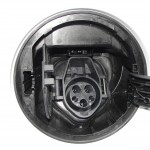closeup of plug for charging electric car