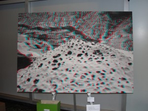 photograph of craters to be viewed with red and blue 3D glasses