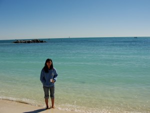 at the southernmost american beach in key west, florida