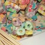 plate of fruit loop marshmallow chunks