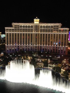 night view of bellagio and its fountain show