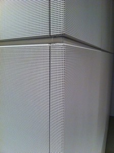 wall of the auditorium, which is a sort of mesh design