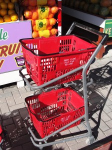 shopping cart with two levels of baskets