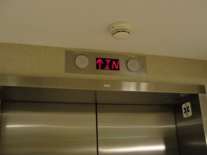 error message on elevator with up arrow and IN blinking
