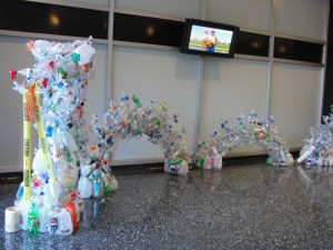entire view of sea dragon made from recycled plastic bottles