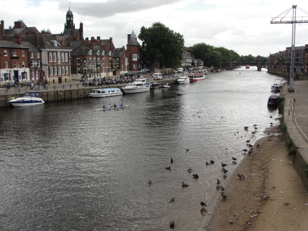 overlooking part of river ouse in york from street bridge