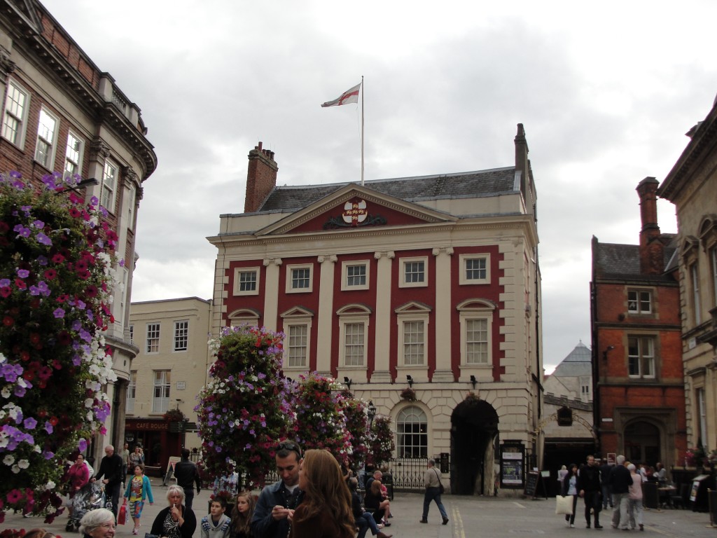 mansion house at st. helen's square in york in plaza with flowers