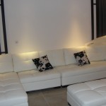brand new white leather sofa