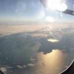 view of the pacific ocean near japan from plane window