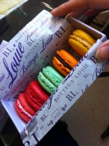 box of five macaroons from bottega louie