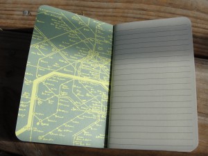 inside cover of the yellow paris travel notebook