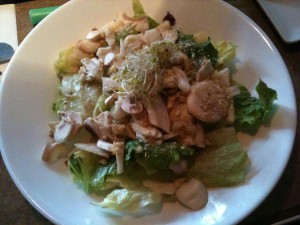 old-style mushroom salad with button mushrooms and sprouts at the melting pot