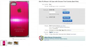 listing of deckmyphone's fuchsia-colored iphone 4 case on ebay site