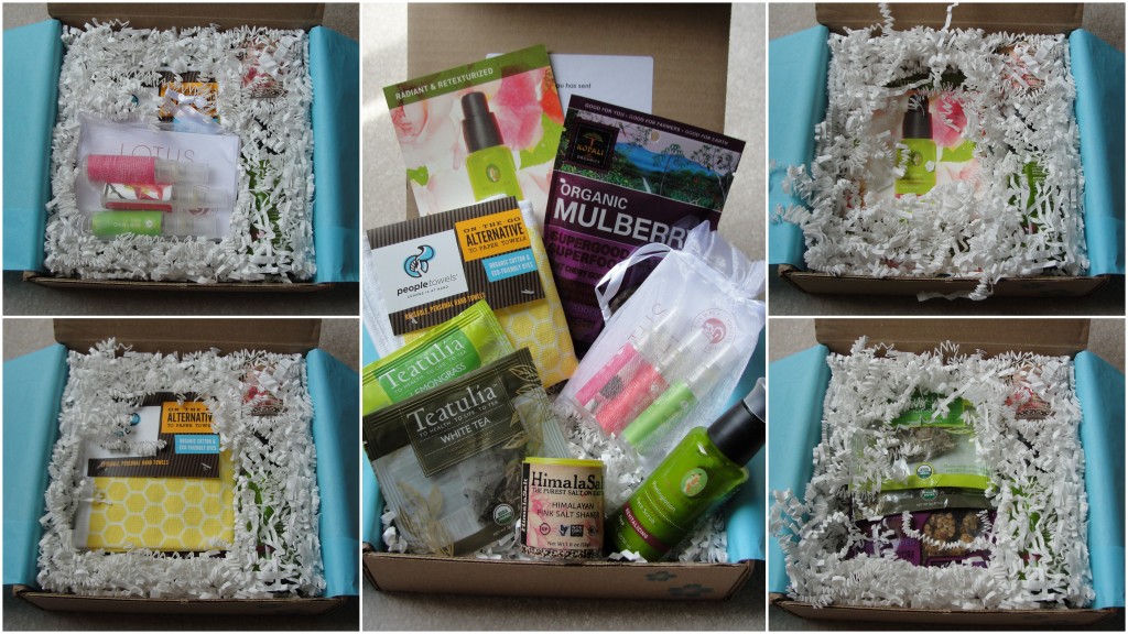 collage of yuzen july box taken apart layer by layer until all products visible