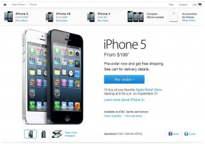 screenshot of apple store iphone 5 preorder page