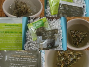 collage of teatulia teas included in the july 2012 yuzen box - lemongrass and white tea flavors