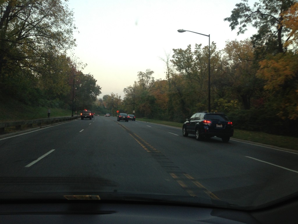 driving on left side of road after getting redirected due to special event at kennedy center in dc