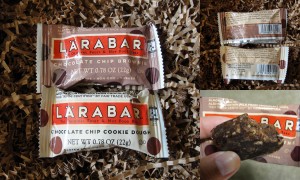collage of larabar chocolate chip brownie & chocolate chip cookie dough bars