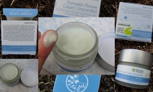 collage of mychelle pumpkin renewal face and neck cream unscented