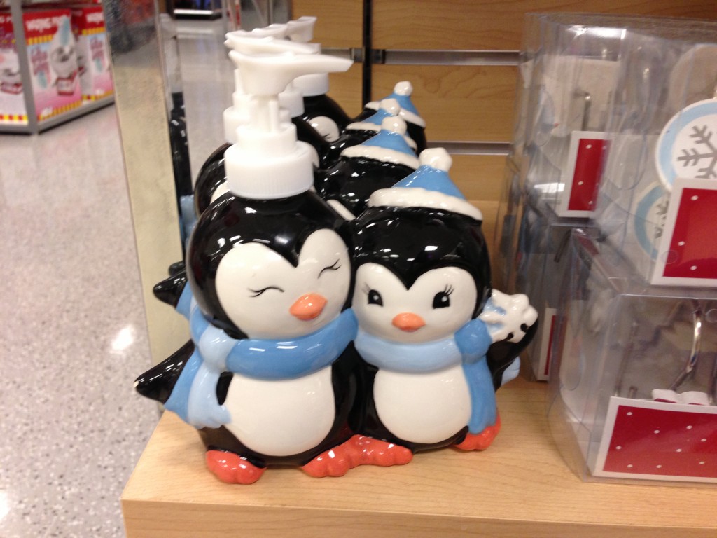 soap dispenser in shape of cute penguin couple