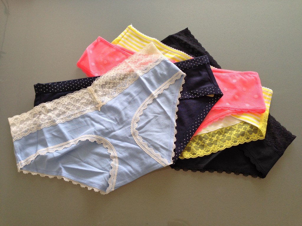 stack of five aerie underwear