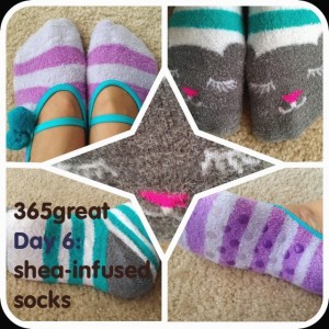 365great challenge day 6: shea-infused socks